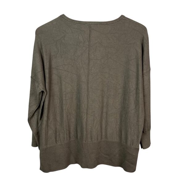 Adrianna Papell Women's Exposed Seam High Low Oversized Sweater Olive XS NWT - Picture 2 of 9